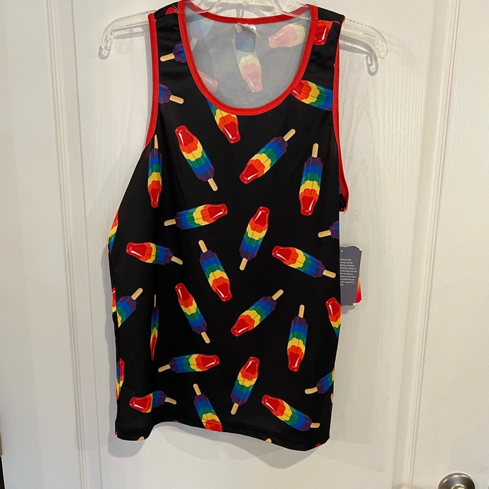 Uzzi Mens Tank Top Rainbow Pride Flag. Size small. New with tags